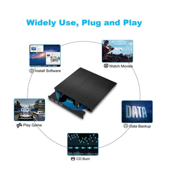 Gaming Consoles External Cd Drive Usb 3.0 Portable / Dvd Rw Slim Rom Rewriter Burner Compatible With Laptop Desktop Pc Windows Linux Os Apple Mac Mobi