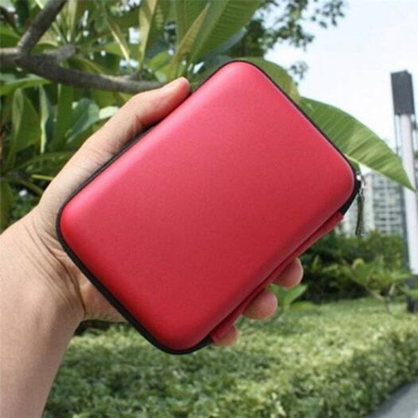 External Storage Usb Hard Drive Disk Hdd Earphone Pouch Bag Red