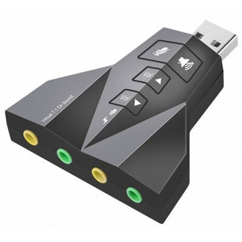 External Usb Sound Card 7.1 Channel Double Earphone Mic Audio Adapter Black