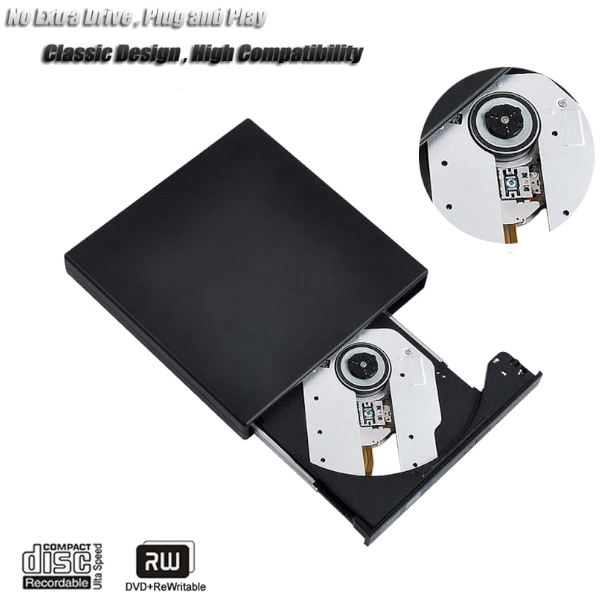 External Cd Dvd Drives Blingco Usb 2.0 Ultra Thin Retractable Rw Burner Writing Player Applicable To Laptop Desktop Computer Black