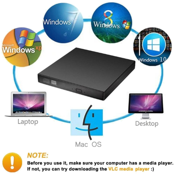 External Cd Dvd Drives Blingco Usb 2.0 Ultra Thin Retractable Rw Burner Writing Player Applicable To Laptop Desktop Computer Black