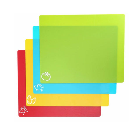 4Pcs Extra Thick Flexible Non Slip Cutting Board Mats With Food Icon Waffle Back Cutting Boards