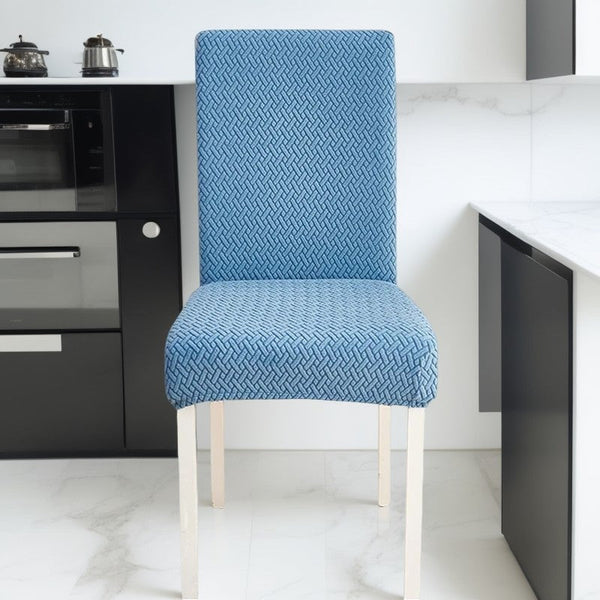 Chair Cover Blue Small Knitted Design Anti Dirt Elastic Material For Dining Room Kitchen Wedding Hotel Banquet Restaurant Slipcovers