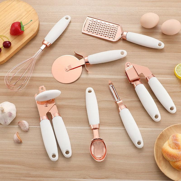 7Pcs Soft Touch Rose Gold Kitchen Utensils Set Cooking Utensils