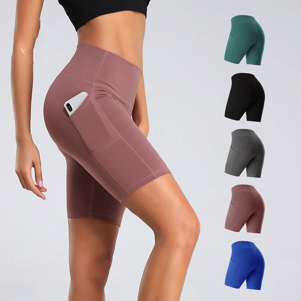 High Waist Fitness Gym Workout Leggings Shorts With Pockets Hips Lifting Athletic Yoga