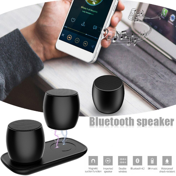F1 Aluminium Alloy Stereo Wireless Bluetooth Speaker With Charging Dock Support Hands Free