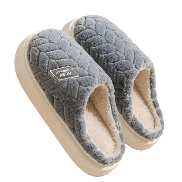 Non Slip Thick Soled Plush For Couples Winter Home Indoor Fleece Shoes Slippers