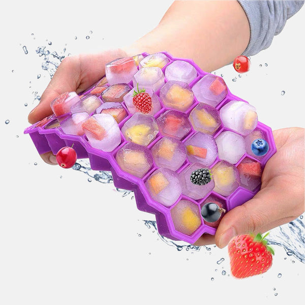 Reusable Honeycomb Shape Silicone Ice Cube Tray Moulds With Lids Ice Cubes Trays & Moulds