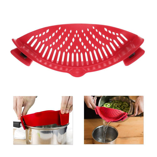 Silicone Saucepan Strainer Clip Liquid Draining Kitchen Utensil Colanders Strainers & Sifters