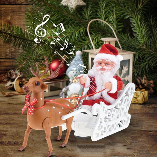 Moving Musical Reindeer And Santa In Sleigh Or Chimney Christmas Toy Seasonal Decorations