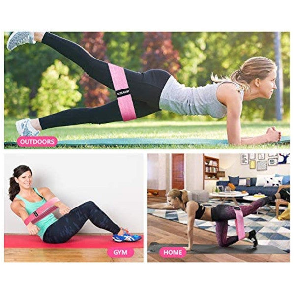 Fabric Resistance Booty Bands 3 Set Hip Workout Squats Exercise Guide Bag Fitness Resistance Trainers