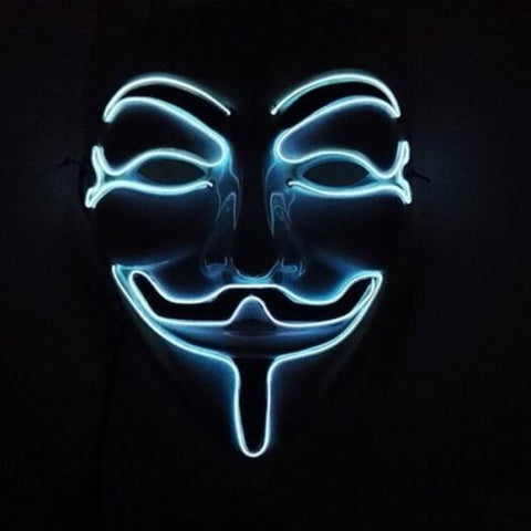 Luminous Light Up V For Vendetta Glowing Mask Halloween Carnival Masquerade Cosplay