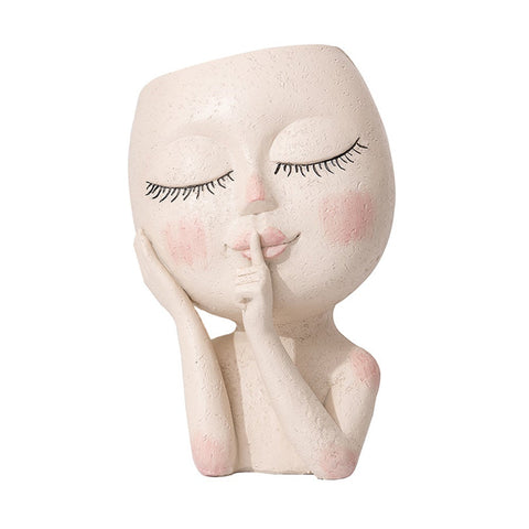 Face Planters Pots Unique Flower Resin Head With Drainage Hole Planters & Vases