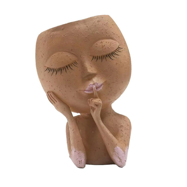 Face Planters Pots Unique Flower Resin Head With Drainage Hole Planters & Vases