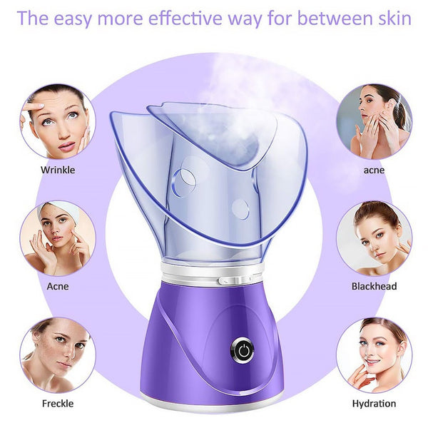 Facial Face Steamer Deep Cleanser Mist Sprayer Spa Skin Vaporizer Purple Facial Cleansing Devices