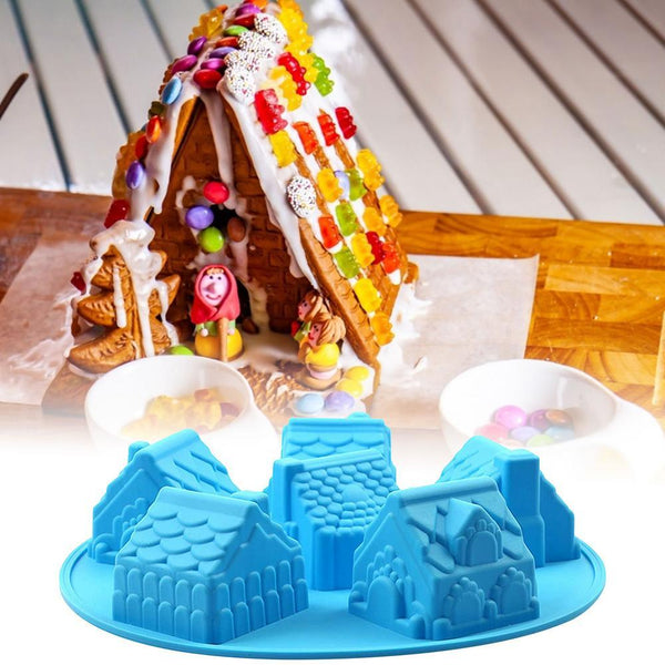Muffin Pans & Baking Moulds Silicone 3D Christmas Mini Gingerbread House Village Cake Chocolate Baking Mold