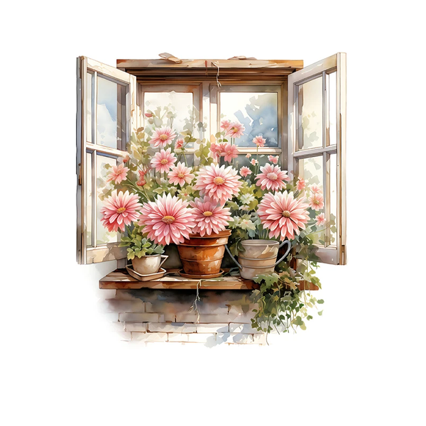 Fake Window Flowers Wall Sticker For Living Room Corridor Home Decoration Wall Decals & Stickers