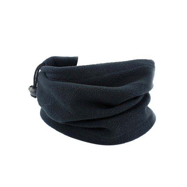 Fall Winter Unisex Polar Fleece Neck Warmer 3 In 1 Multifunctional Scarf Black Scarves
