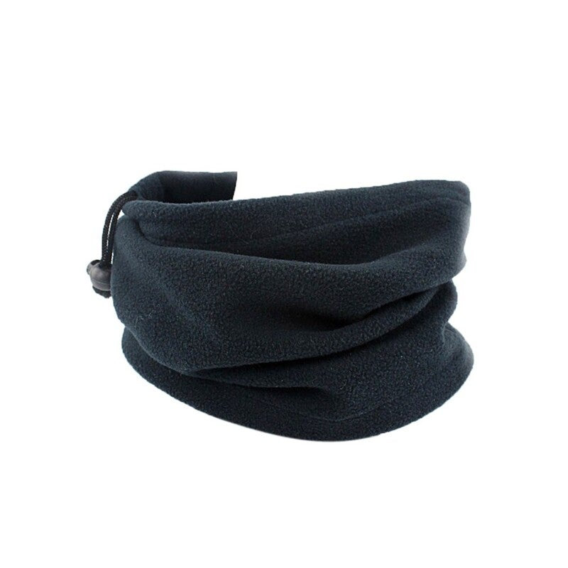 Fall Winter Unisex Polar Fleece Neck Warmer 3 In 1 Multifunctional Scarf Black Scarves