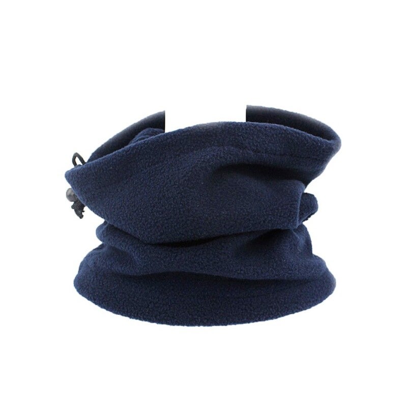 Fall Winter Unisex Polar Fleece Neck Warmer 3 In 1 Multifunctional Scarf Navy Blue Scarves & Wraps