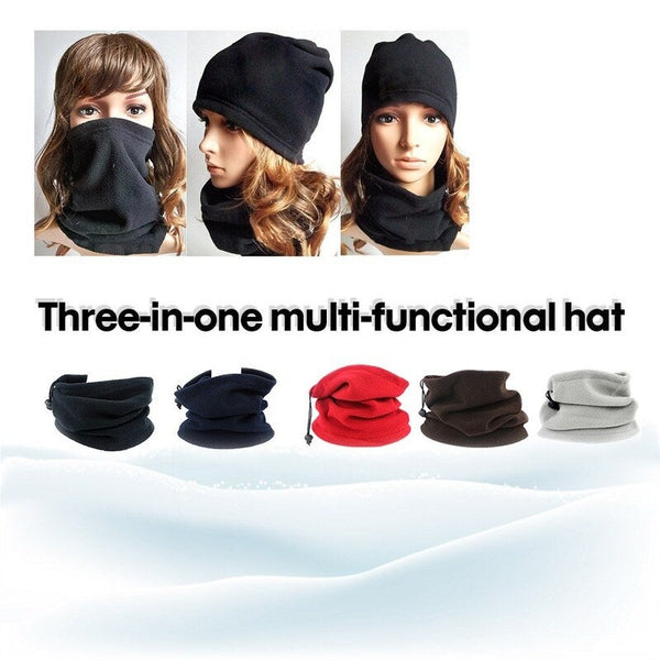 Fall Winter Unisex Polar Fleece Neck Warmer 3 In 1 Multifunctional Scarf Navy Blue Scarves & Wraps