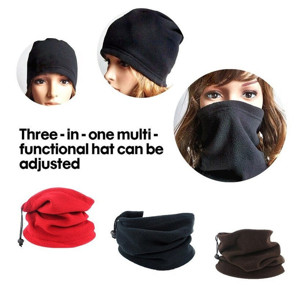 Fall Winter Unisex Polar Fleece Neck Warmer 3 In 1 Multifunctional Scarf Navy Blue Scarves & Wraps