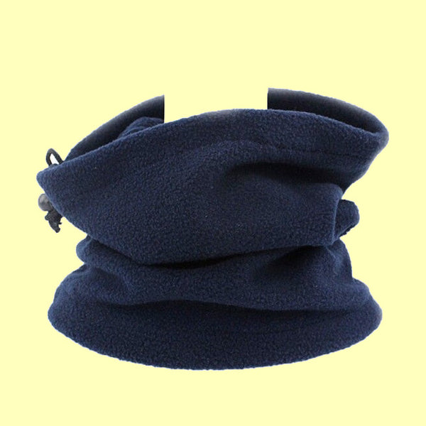 Fall Winter Unisex Polar Fleece Neck Warmer 3 In 1 Multifunctional Scarf Navy Blue Scarves & Wraps