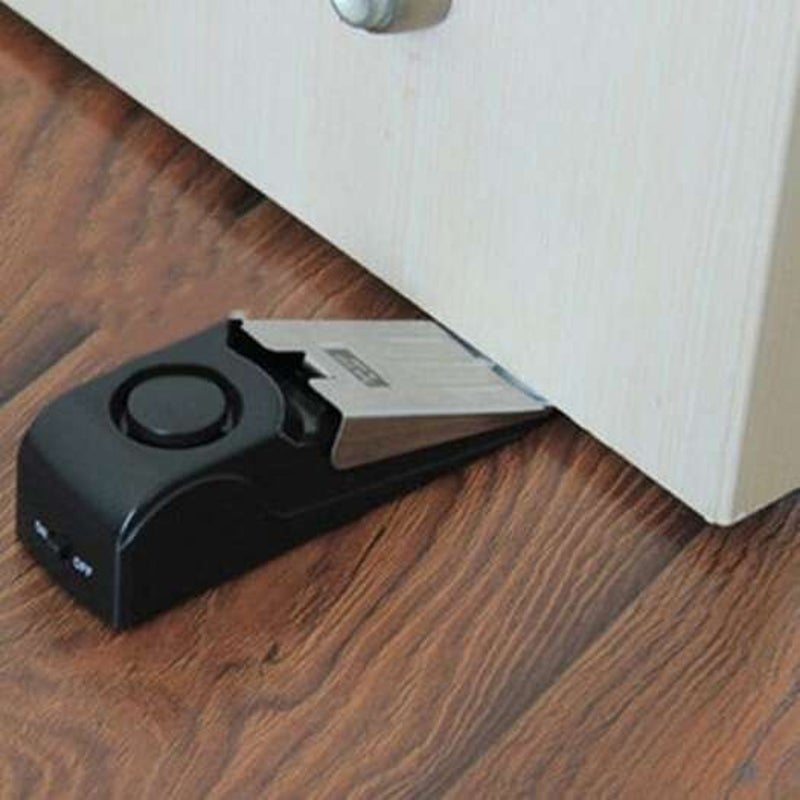 Family Personal Protective Portable Anti Theft Alarm Smart Door Lock Stop Black