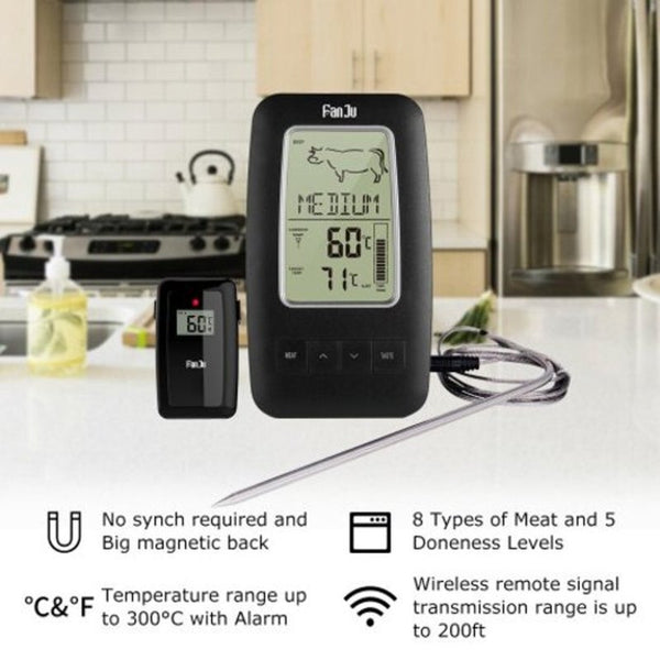 Fj2245 Wireless Remote Digital Alarm Cooking Food Thermometer Bbq With Magnetic Back Cooking Thermometers
