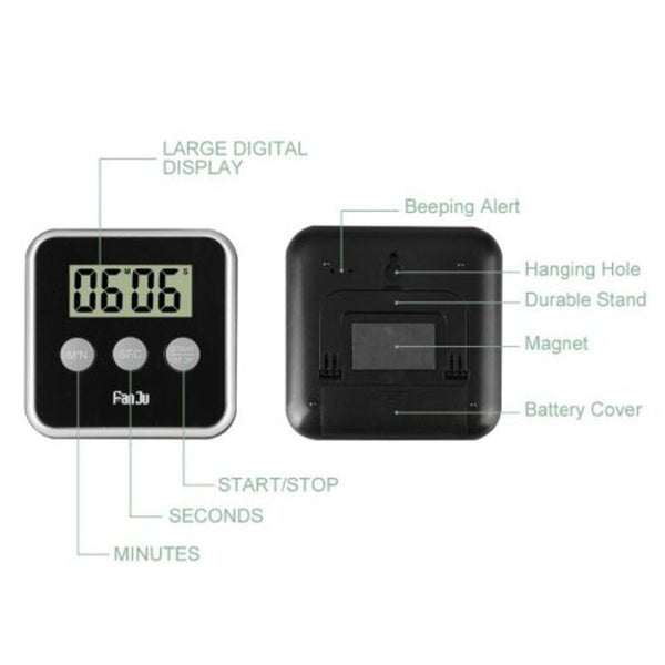 Fj231 Digital Kitchen Timer With Big Display Loud Alarm Foldable Stand Countdown Timers
