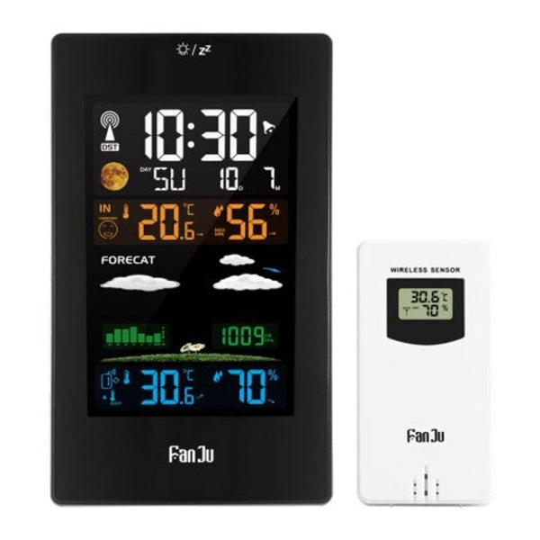 Fj3389 Color Weather Station Digital Thermometer Hygrometer Wireless Sensor Alarm Calendar Weather Stations