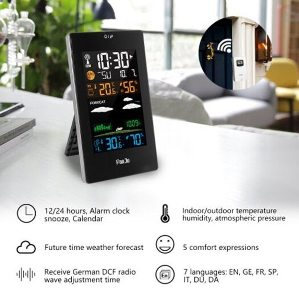 Fj3389 Color Weather Station Digital Thermometer Hygrometer Wireless Sensor Alarm Calendar Weather Stations