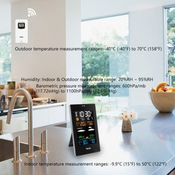 Fj3389 Color Weather Station Digital Thermometer Hygrometer Wireless Sensor Alarm Calendar Weather Stations