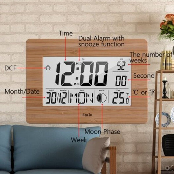 Lcd Digital Wall Clock Alarm Big Size Number Multifunction Temperature Table Alarm Clocks & Clock Radios