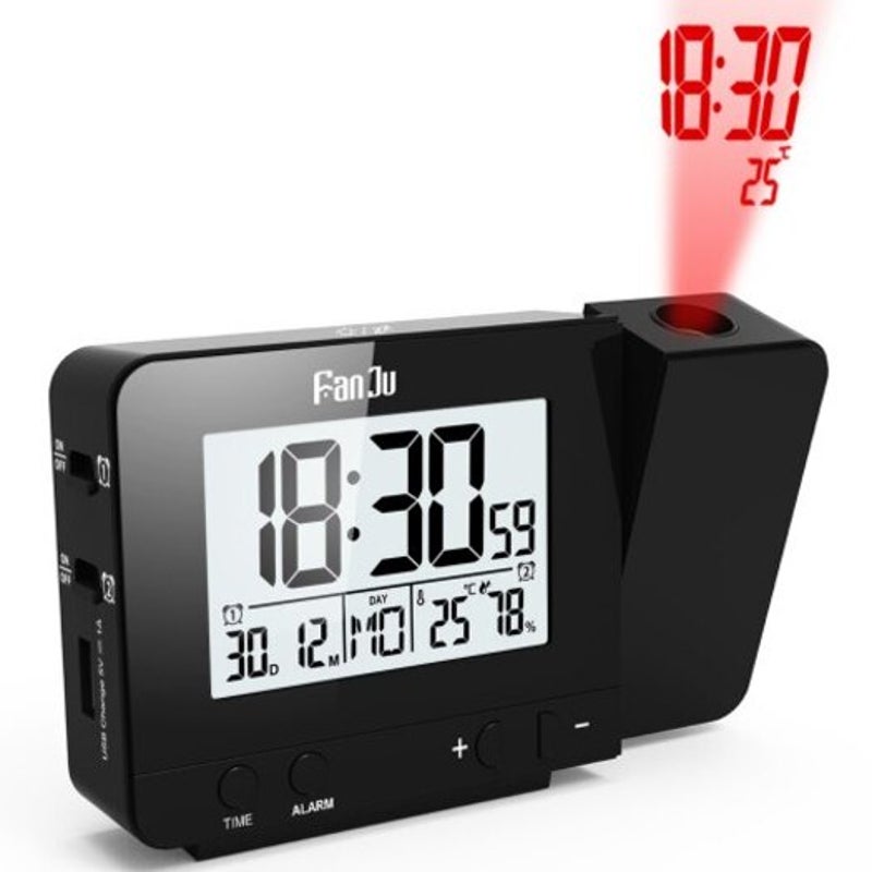 Fj3531 Projection Alarm Clock Temperature And Time With Usb Charger Port Humidity Alarm Clocks & Clock Radios