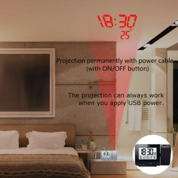 Fj3531s Projection Alarm Clock Temperature Time With Usb Charger Port Humidity