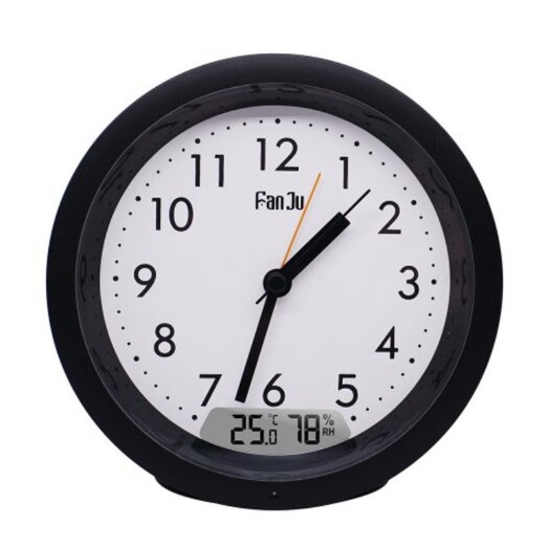 Fj5132b Alarm Clock Silent Small Analog Travel Automatic Backlight Temperature Humidity Alarm Clocks & Clock Radios