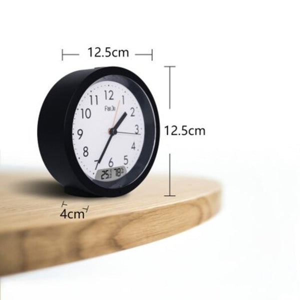 Fj5132b Alarm Clock Silent Small Analog Travel Automatic Backlight Temperature Humidity Alarm Clocks & Clock Radios