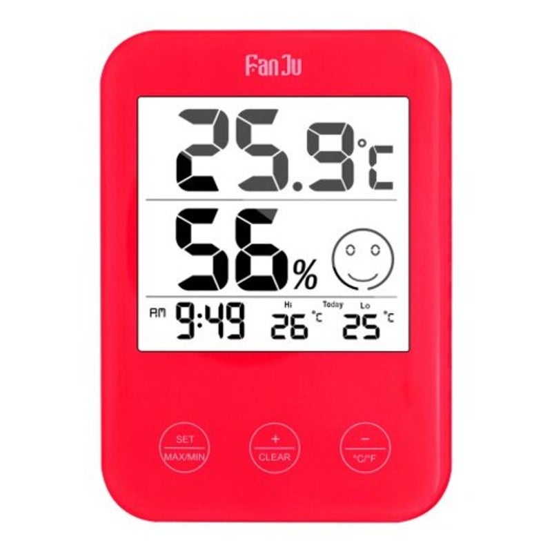 Fj718 Weather Station Digital Thermometer Hygrometer Clock With Temperature Humidity Red Weather Stations