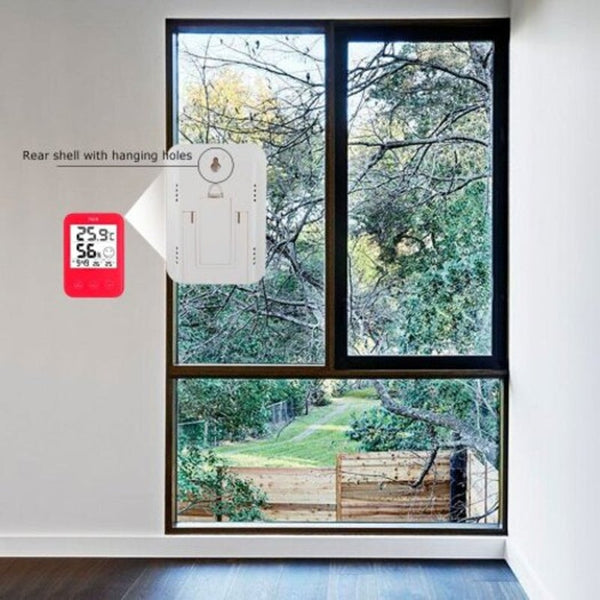 Fj718 Weather Station Digital Thermometer Hygrometer Clock With Temperature Humidity Red Weather Stations