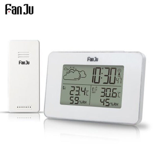 Weather Station Alarm Clock Temperature Humidity Monitor With Outdoor Sensor White Weather Stations