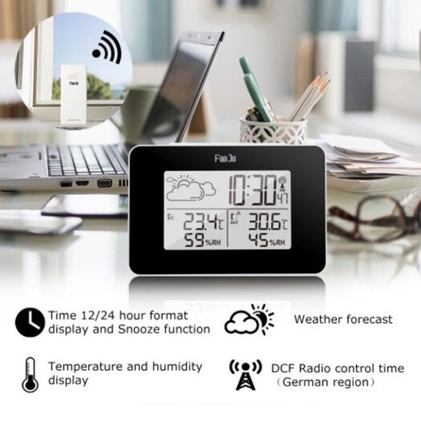 Weather Station Alarm Clock Temperature Humidity Monitor With Outdoor Sensor White Weather Stations