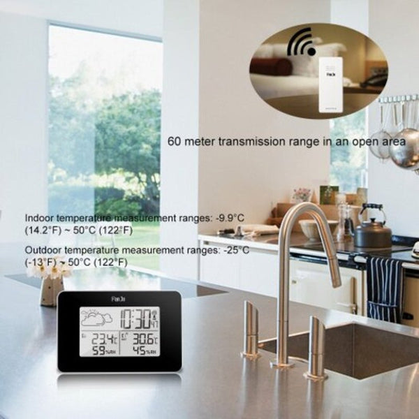 Weather Station Alarm Clock Temperature Humidity Monitor With Outdoor Sensor White Weather Stations