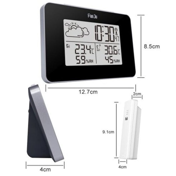 Weather Station Alarm Clock Temperature Humidity Monitor With Outdoor Sensor White Weather Stations