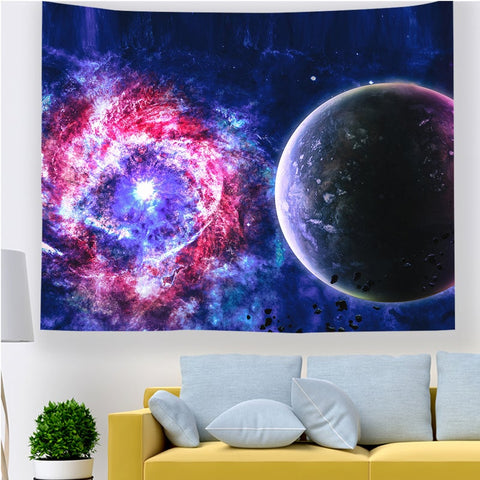 Fantastic Galaxy Planet Stars Universe On Wall Tapestry