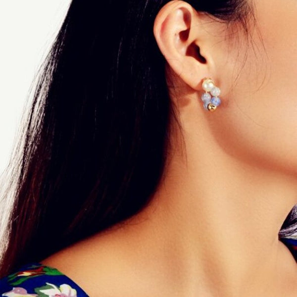 Fashion Blue Glass Grain Earrings Pastel