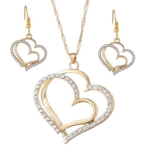 Fashion Bride Romantic Wedding Creative Heart Jewelry Set Gold