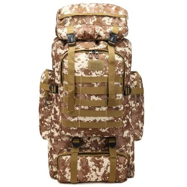 Fashion Camouflage 80L Large Capacity Backpack Outdoor Travel Water Resistant Bag Black