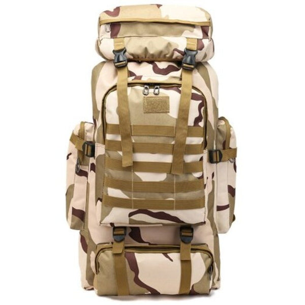 Fashion Camouflage 80L Large Capacity Backpack Outdoor Travel Water Resistant Bag Black