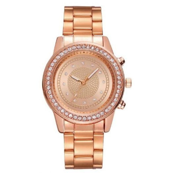 Veile Studios Fashion Casual Diamond Inlaid Steel Belt Quartz Watch Rose Gold Regular Watches